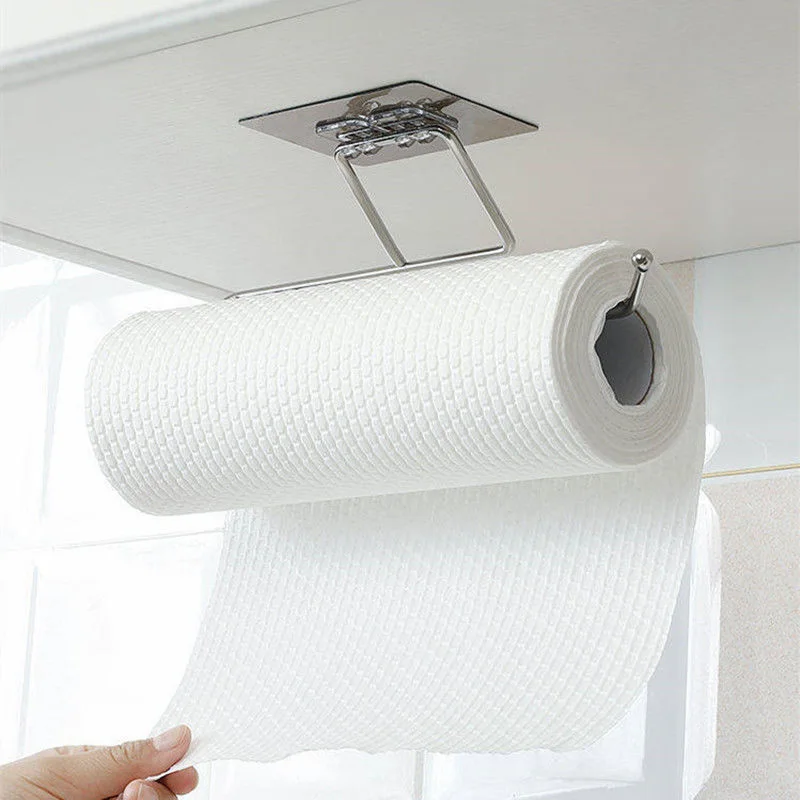 1~5PCS Self-Adhesive Stainless Steel Toilet Roll Paper Holder Organizers Punch-Free Towel Rack Wall Mount Toilet Tissue