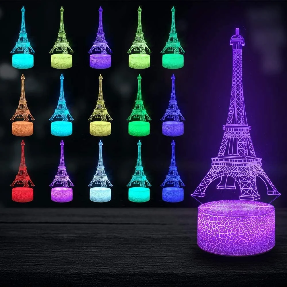 Eiffelturm führte Nachtlicht für Kinder 3d Illusion USB Tisch lampe Home Room Office Dekor 7 Farben Lichter Geburtstag Weihnachts geschenke