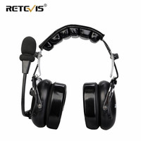 2 Pin Binaural Noise Reduction Aviation Headphone Walkie Talkie Headset Headphone For Kenwood For Baofeng UV-5R For Retevis