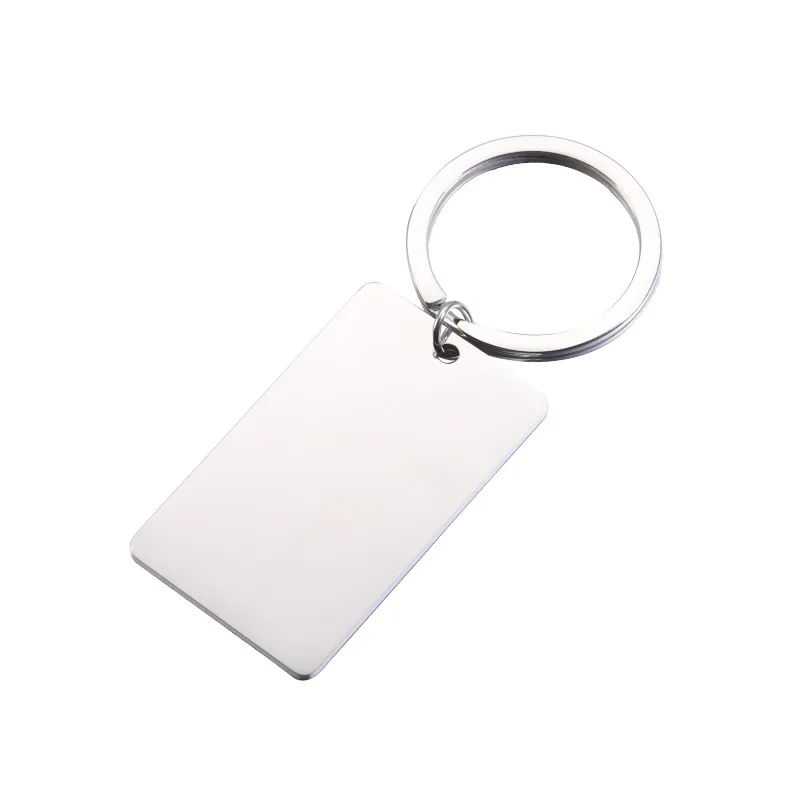 

DIY jewelry making geometric rectangular key chain with polished hangtag Pendant 4pcs 27*45mm New simple mirror stainless steel