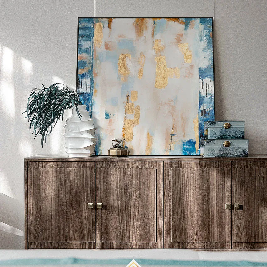 Abstract Gold Foil Handmade Canvas Oil Painting Non-toxic Acrylic Pigment For The Artistic Decoration Of Hotel Living Room Walls