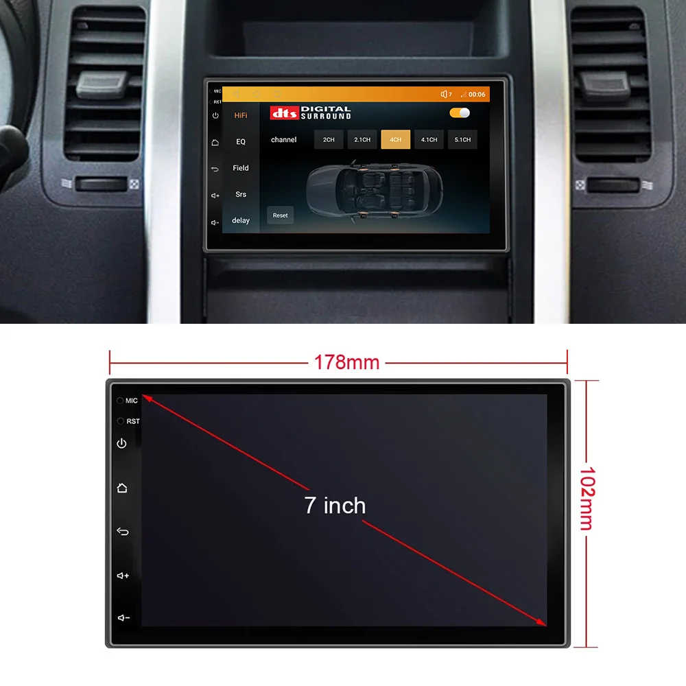 Eunavi 2 din Android 10 universal Car Radio stereo gps Navigation 2din headunit 1024*600 HD touch screen multimedia 7 inch RDS