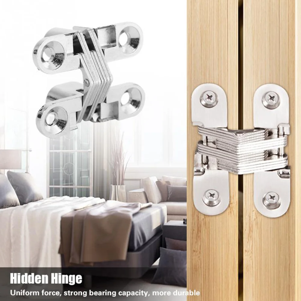 2Pcs Invisible Hinges Cross Hinge Hidden Concealed Cabinet Cupboard Door Wooden Boxes For Folding Window Furniture