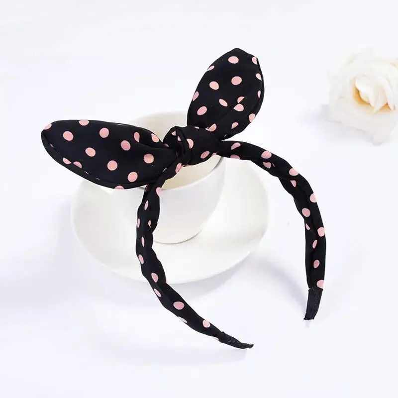 Bow headband Korean version of the rabbit ears headband, all-match hairpin, sweet and cute ears headband, factory Dropshipping