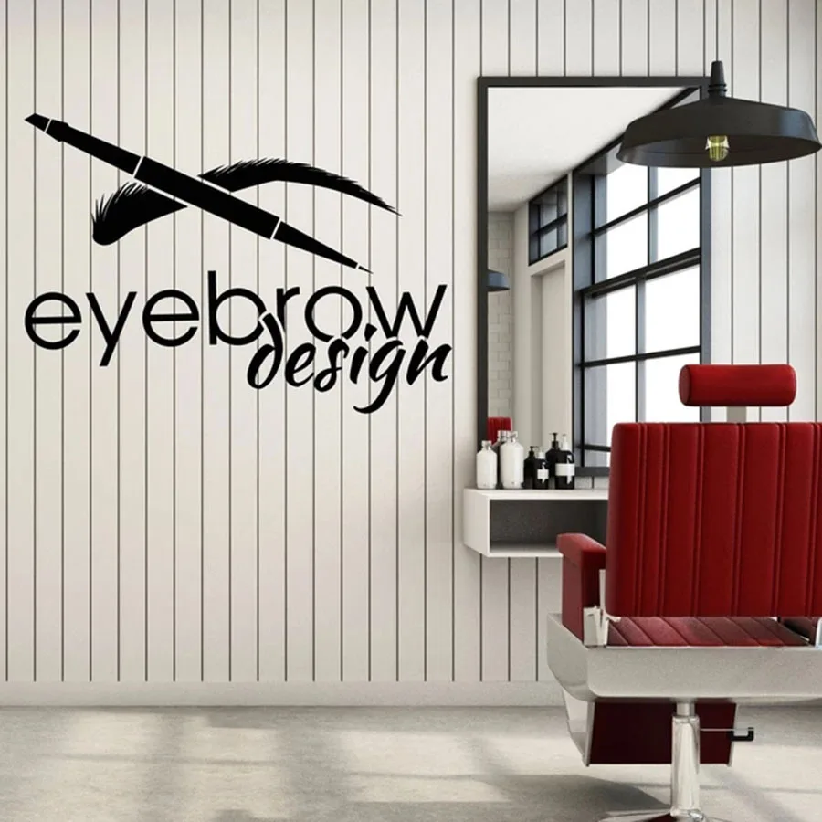 Eyebrow Design Wall Decal Beauty Salon Logotype Brow Art Interior Decor Vinyl Window Stickers Lettering Creative Mural C076