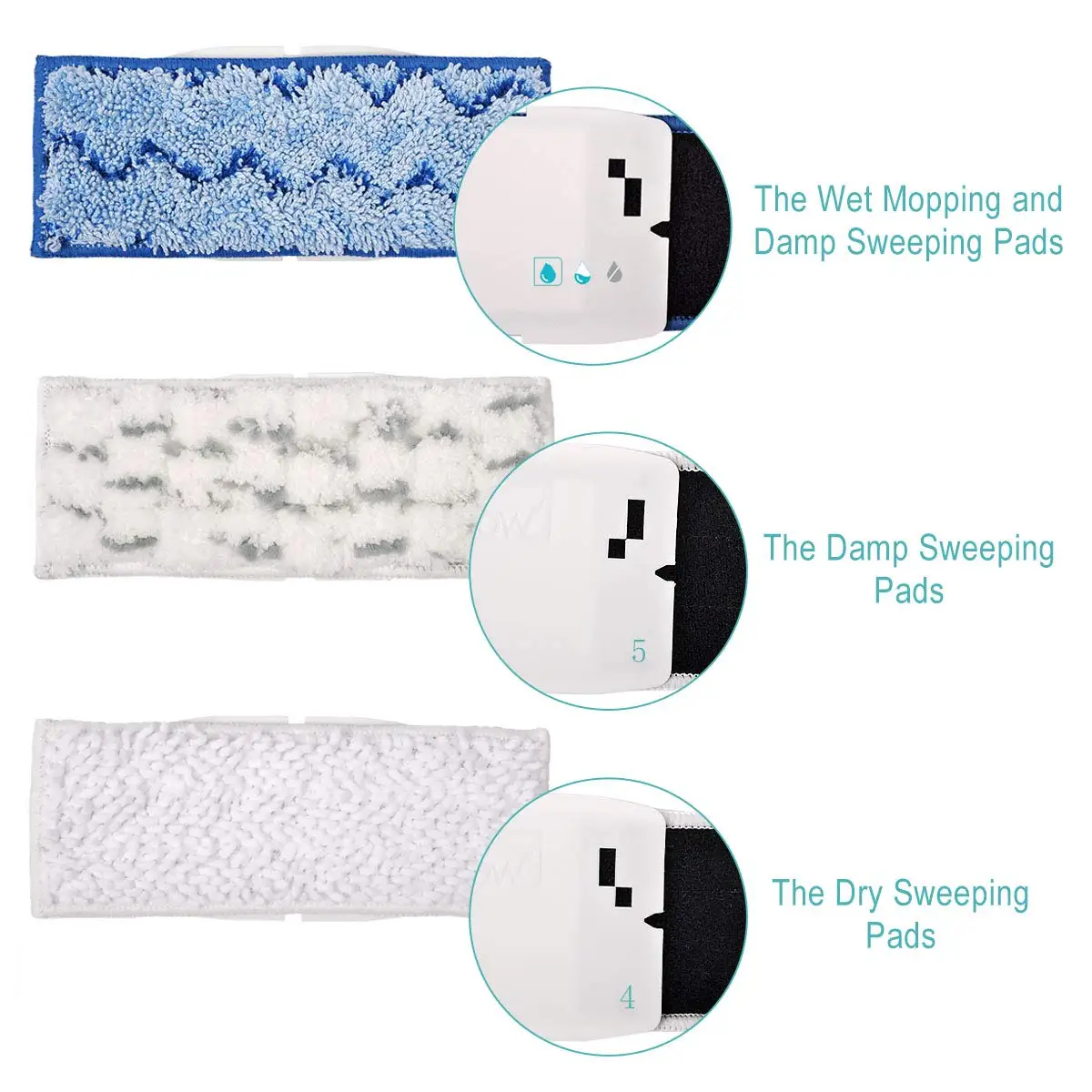 Модернизированные моющиеся подкладки для мытья для iRobot Braava Jet 240 241 (4 подкладки для влажной уборки, 2 влажных и сухих подметания)