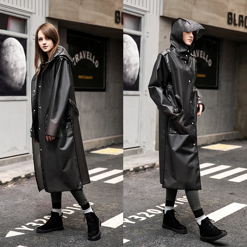 

2020 Hot Fashion Adult Waterproof Long Raincoat Women Men Rain coat Hooded For Outdoor Hiking Travel Fishing Climbing Thickened
