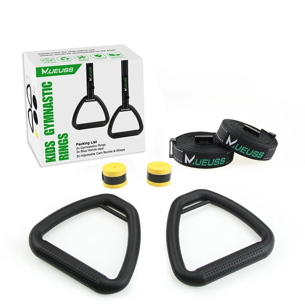 Plastic Gymnastic Rings with Adjustable Straps, Gym, Pull-up Fitness, Exercise Equipment for Children, Strength Training