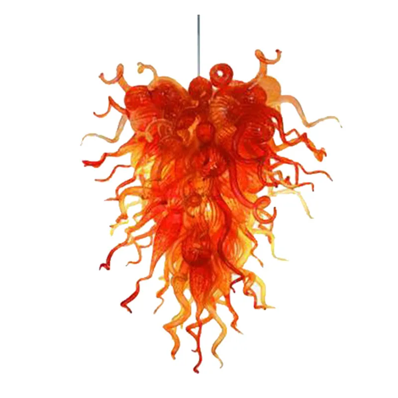 Home Decoration Hand Blown Glass Chandelier Lighting 80cm Orange Glas Led Pendant Lights