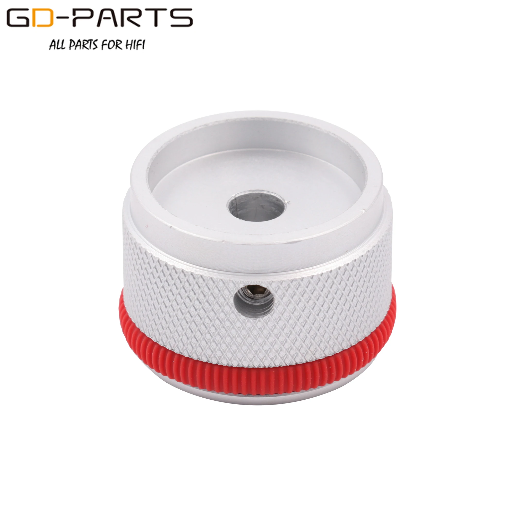 Tapa de perilla de potenciómetro de aluminio sólido de 30mm-22mm con anillo de goma rojo, orificio de 0,23 "y 6mm para Audio Hifi, amplificador, grabadora de Radio, 1 unidad