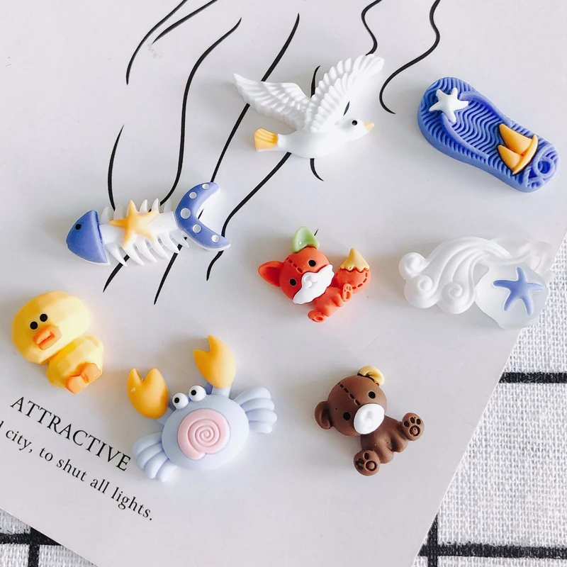 DIY jewelry accessories wholesale simple and cute cartoon crab seagull duck fox bear non-porous resin patch