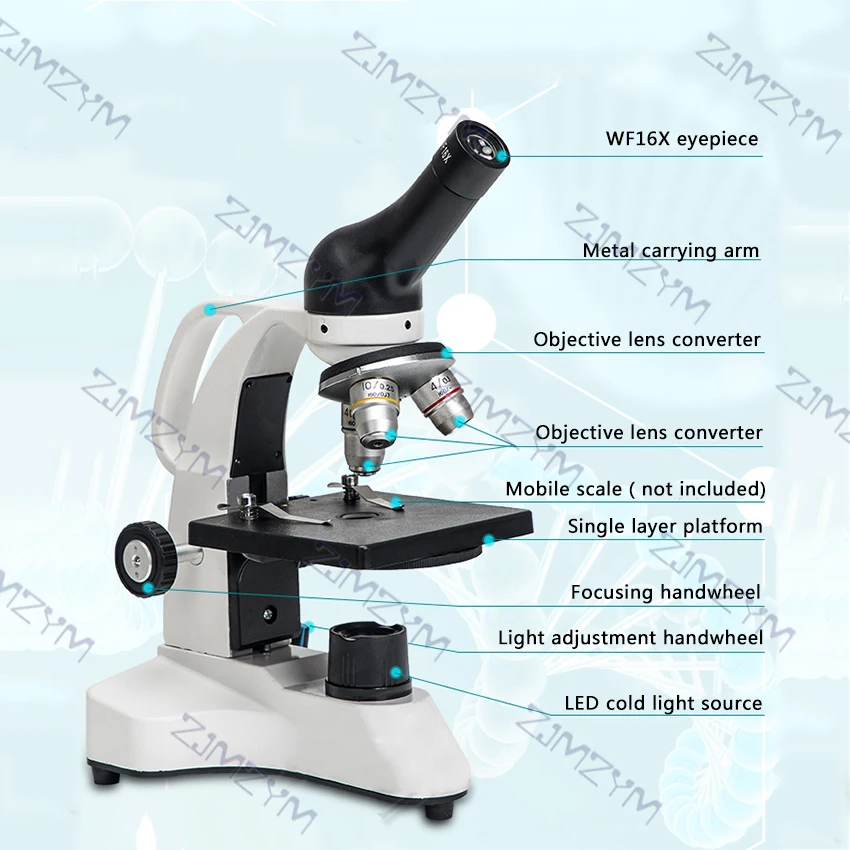 XSP-20H 64X-640X المهنية البيولوجية المجهر أعلى/أسفل LED أحادي المجهر ل مختبر الطلاب الاطفال التعليم