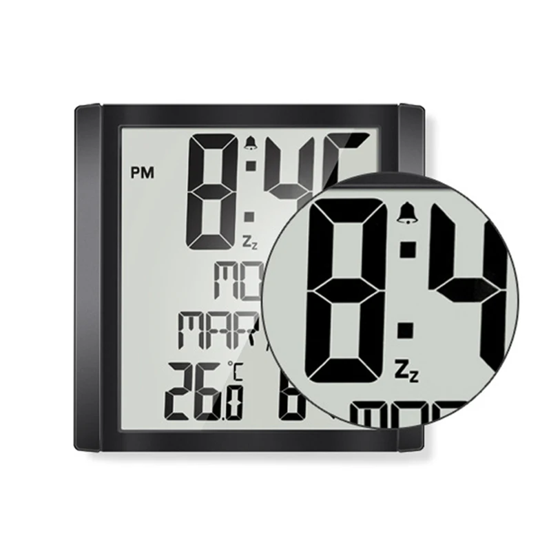 Large Screen Wall Clock Home Temperature and Humidity Meter Alarm Clock Living Room Digital Electronic Clock