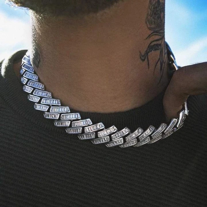 Big Heavy Iced Out Bling Geometry 5A Cubic Zirconia CZ Cuban Link Chain Necklace For Hip Hop Men Women Charm 19MM Choker Jewelry