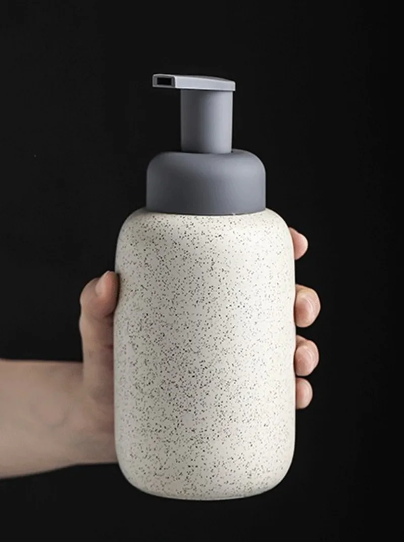 Kitchen Ceramics Mousse Shower Gel Bottle/360ml Bubble Soap Dispenser/Pressing Foam Bottle/china Porcelain Dispenser For Bathroo