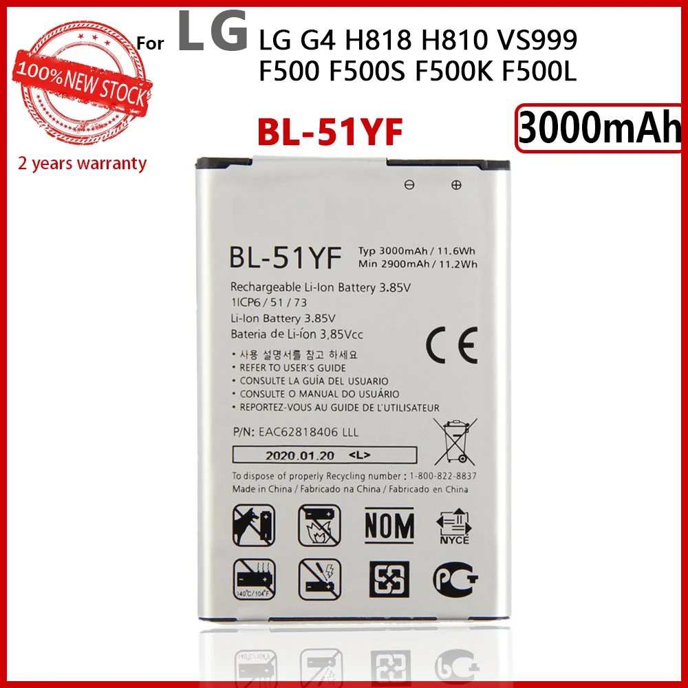 100% Original 3000mAh BL-51YF BL51YF BL 51YF Battery For LG G4 H810 H815 H818 F500 US991 VS986 Phone High quality Battery