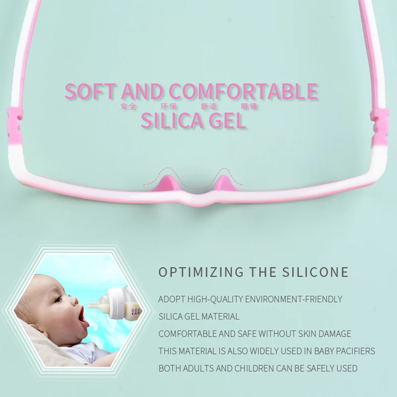 SECG Cute Round Optical Glasses Frame Soft Flexible Silicone Kids Glasses Transparent Children Frame Eyeglasses Spectacles