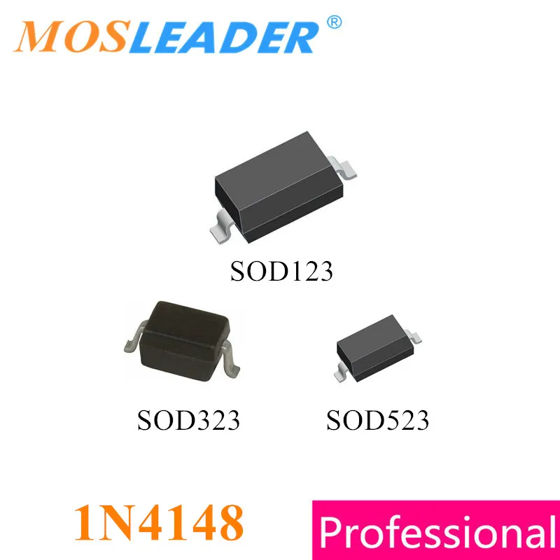 Mosleader 1N4148 T4 3000PCS SOD123 SOD323 SOD523 1N4148WS 1N4148WT 1206 0805 0603 4148 100V 0.15A 150mA Chinese High quality