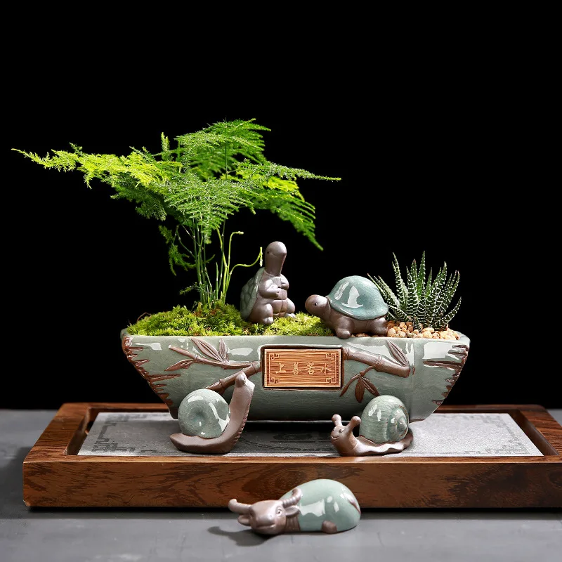 Mini Ceramic Crafts Creative Home Crafts Figurines Miniatures Tea Pet Bonsai Small Decoration Home Garden Tea Pet