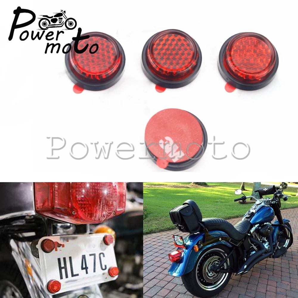 Universal Motorcycle Red Round Number Plate Reflectors Self Adhesive License Plate Plastic Stickers Warning Reflectiv Reflector