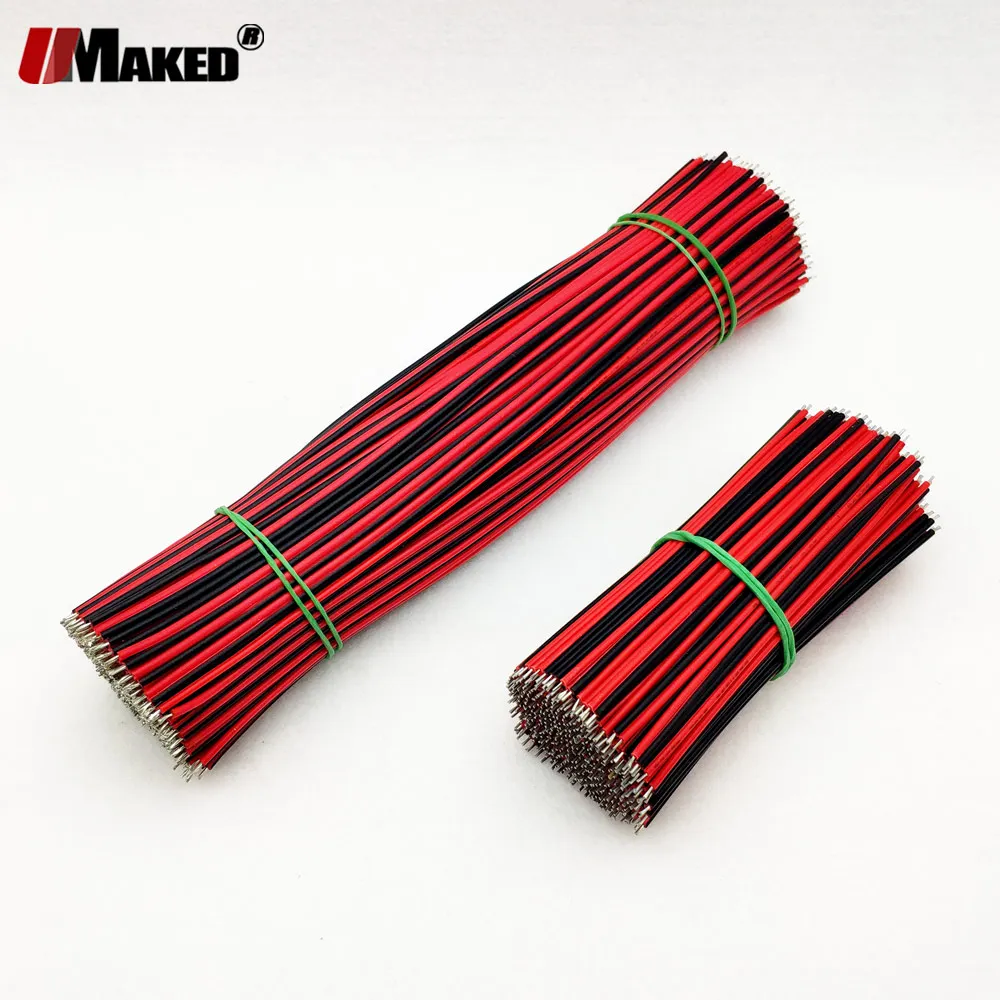 50 adet 22AWG LED cbales L:10CM 20CM 30CM 2pin Kalaylı Bakır Kırmızı ve siyah Tel 5050 5730 LED şerit güç uzatma kabloları bağlantı