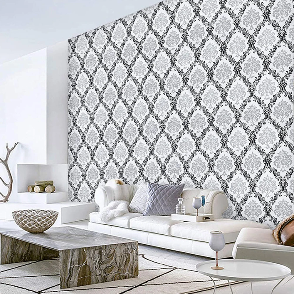 10M Luxury Victorian Damask Wallpaper Roll Home Decor Living Room Bedroom Metallic Floral Wall Contact Paper Self Adhesive