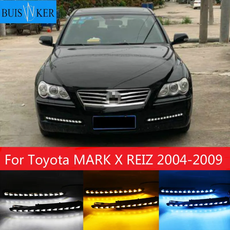 

2 шт. LED DRL для Toyota MARK X REIZ 2004-2009 светодиодный DRL Дневной светильник с поворотник противотуманных фар