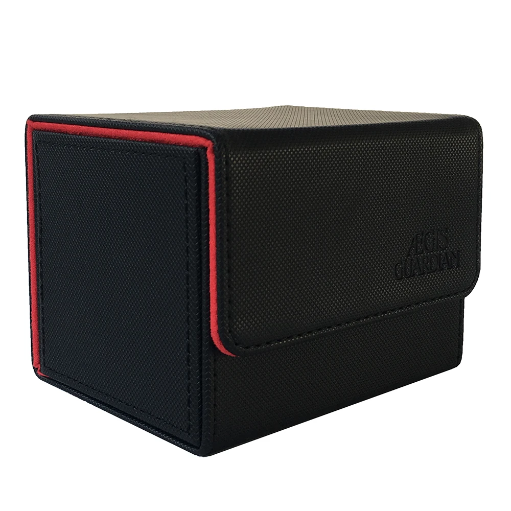 100+ AEGIS GUARDIAN Side-Loading Card Case Deck Casefor- Mtg Yugioh Deck Box: Black+Red