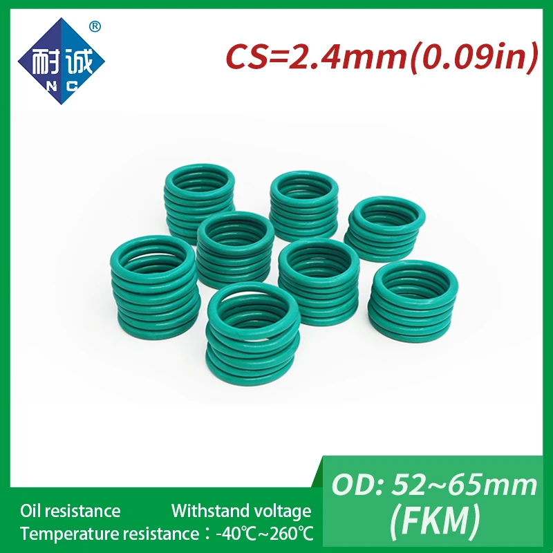 

1PC/lot Rubber Ring Green FKM O ring Seals Thickness 2.4mm OD52/54/55/56/57/60/62/64/65mm Rubber O-Rings Fuel Washer