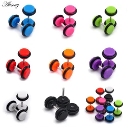 Alisouy 1 pair Acrylic Fake Cheater Ear Plug tunnels 8mm Gauge Body Jewelry faux piercing ear expanders piercing tragus