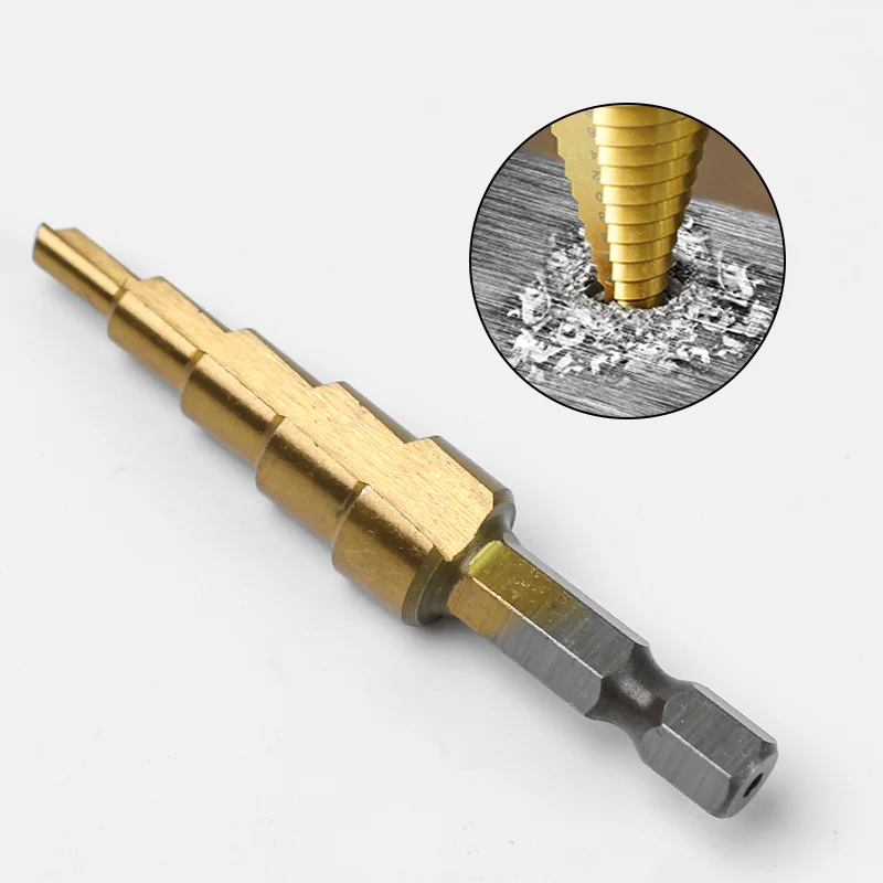 3-12mm 4-12mm 4-20mm 4-32mm HSS Straight Groove Step Drill Bit Set Titanium Coated Wood Metal Hole Cutter Core Drill Bit Set