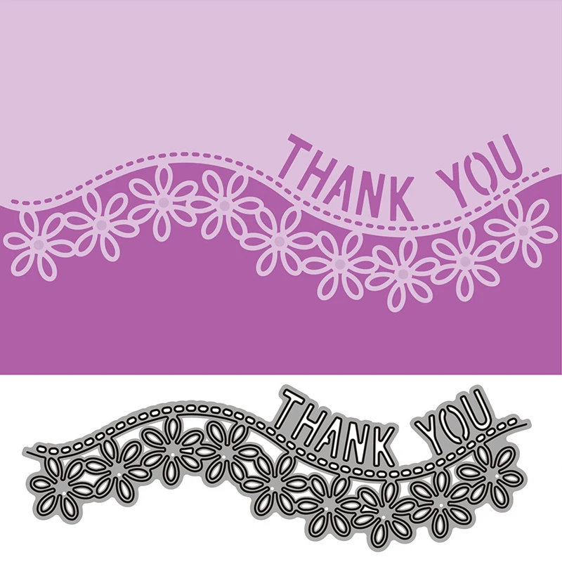 

New Thank You Lace Metal Cutting Dies Scrapbooking Embossing Folder for Card Making Album Decor Cutter Punch DIY Craft