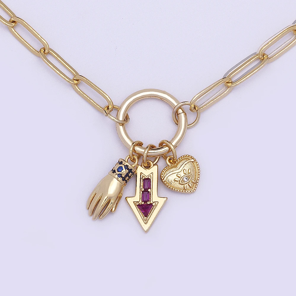 Evil Eye and Heart Red Indicator Arrow Hand Shape Pendant for Women Choker Goth Aesthetic Boho Vintage Collier Femme Jewelry