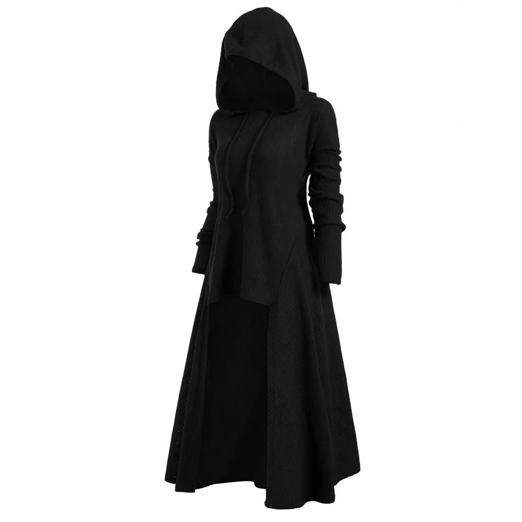 Gothic Punk Jacket Women Black Hooded Plus size Winter 2021 Coat Female Long Womens Jackets And Coats Clothing Capes & Ponchos