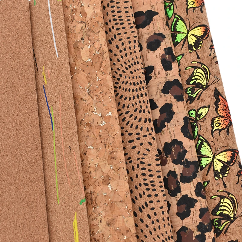 A3 A4 Vintage Soft Cork Synthetic Leather Fabric For Garment Handbags Handmade Floral Sewing Fabric