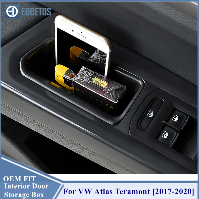 4PCS/set Car Inner Side Front Door Handle Storage Box Tray Holder For Volkswagen VW Atlas Teramont 2017 - 2020 Car Accessories