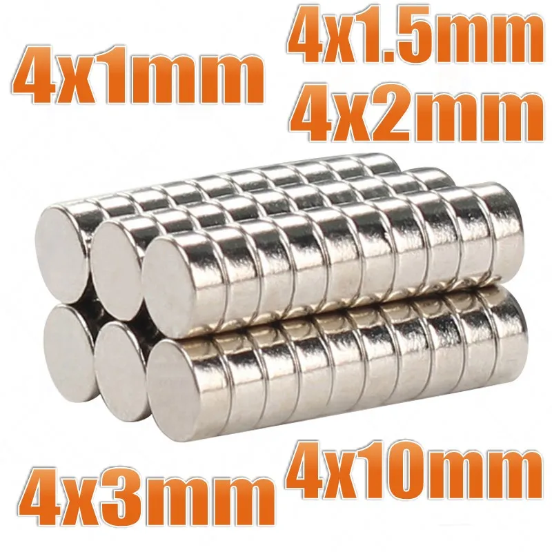 100~500pcs 4x1 4x1.5 4x2 4x3 4x10 Super Strong N35 Craft Permanet Powerful Rare Earth Ndfeb Neodymium Magnets 4mm Diameter