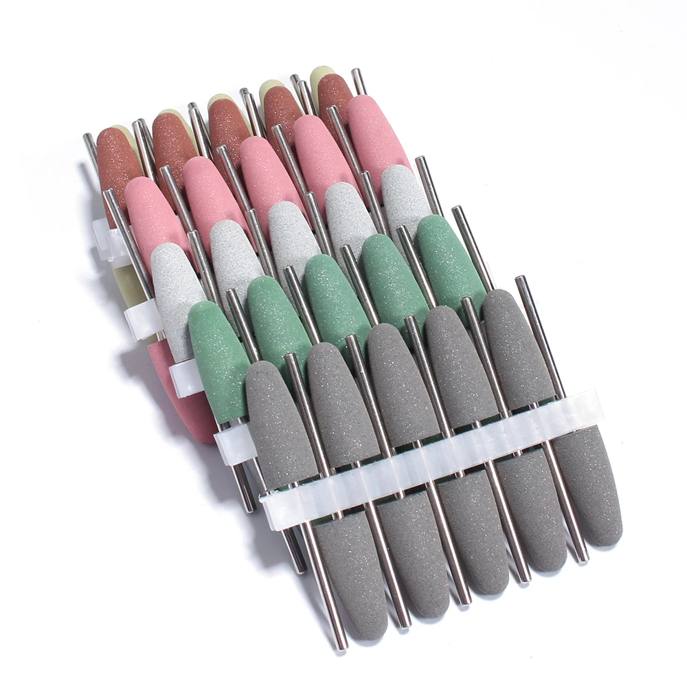 10pcs Diamond Nail Drill Bit Rubber Manicure Drills Electric Rotary Milling Cutter Polishing Tools Nail Bits Salon Accessories