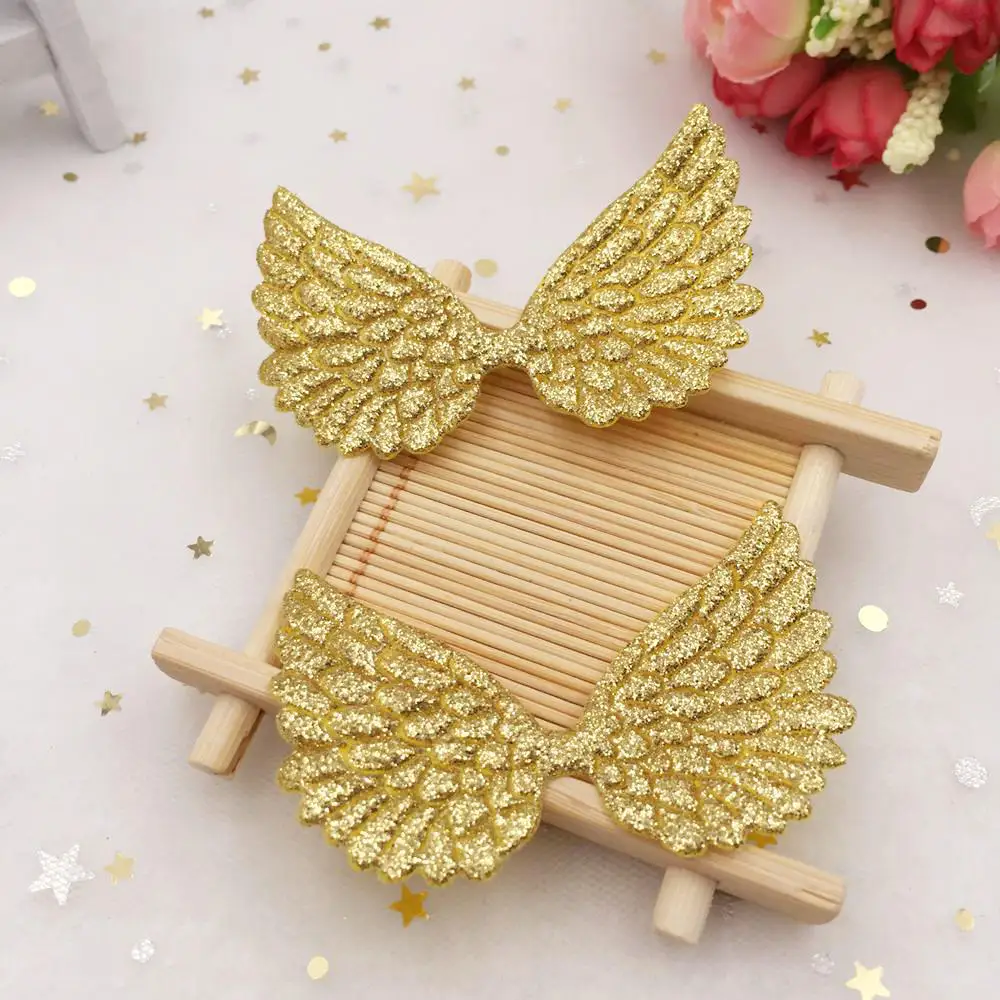 16pcs 42mm*70mm Glitter Paillette Big Angel Wings Appliques Patches Wedding DIY Hair Clip Accessories Craft Supplies A96