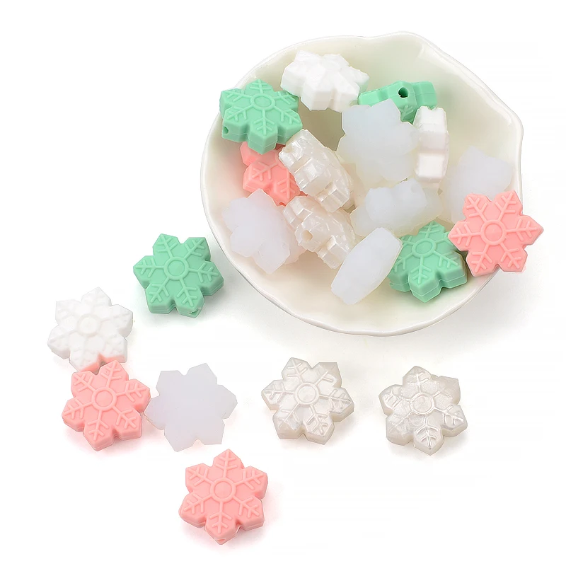 Schneeflocke Silikon Perlen 5 teile/los BPA FREI Baby Zahnen Perle Für DIY Schmuck Machen Kautable Baby Zahnen Geschenk – Detail 4