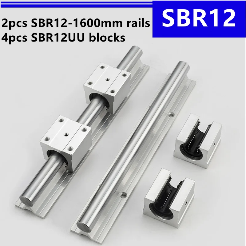 

2pcs SBR12 -1600mm Linear Guide Support Rail and 4pcs SBR12UU Linear Bearing Blocks for CNC Router Parts