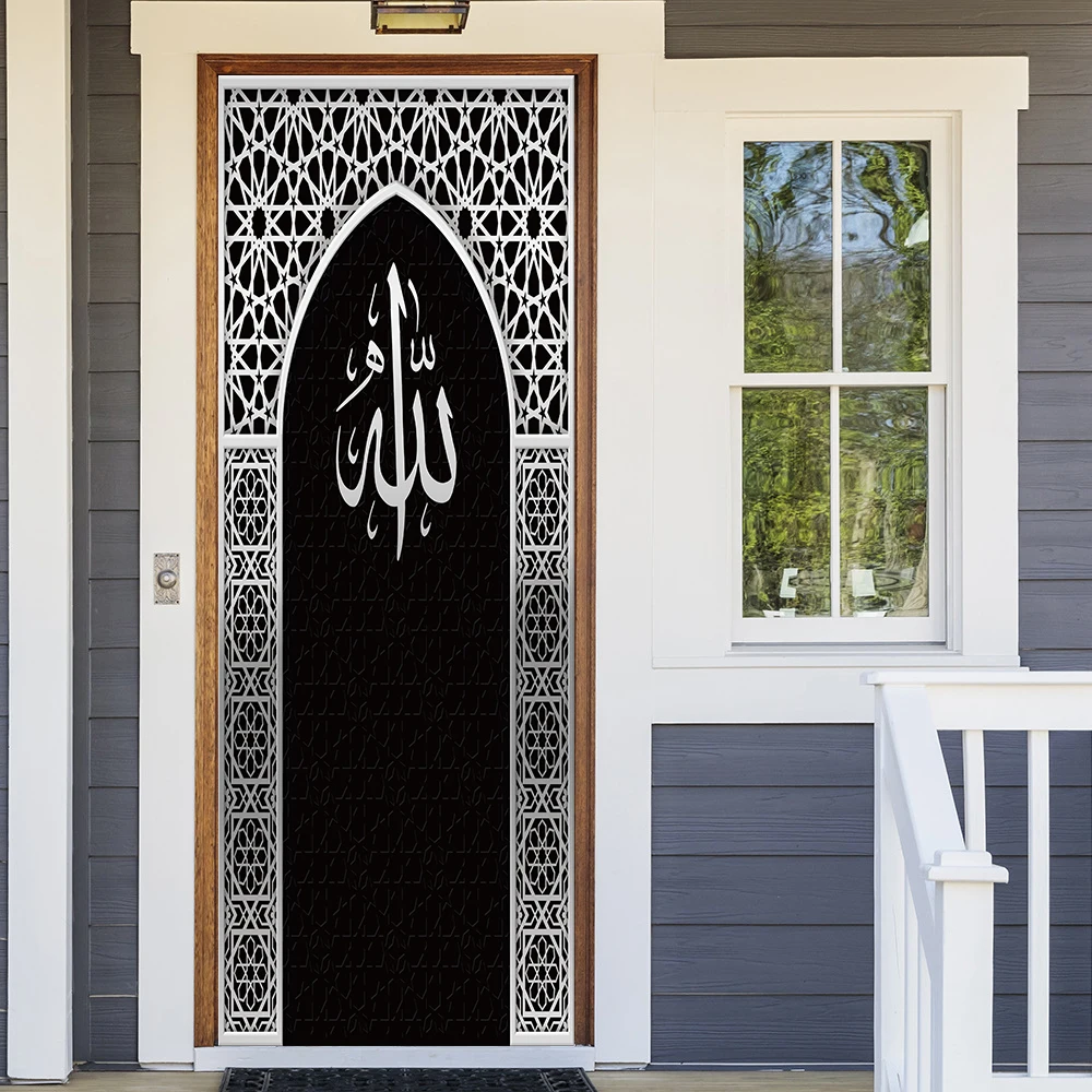 Muslim Style Imitation Black Silver Door Frame Home Decor Living Room Art Mural Door Wall Sticker Peel & Sticker Vinly Wallpaper