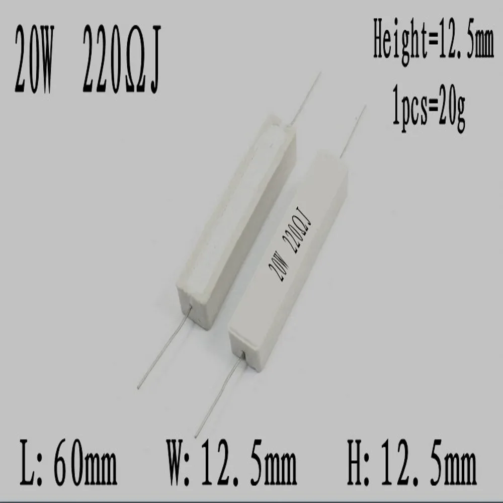 10Pcs 20W 5% Cement Resistor Power Resistance 0.1~10K 1R 2R 3R 4R 5R 6.8R 8R 0.1R 4.7R 330R 510R 68R 10R 100 1K 1.5K 2K 10K ohm – Detail 5