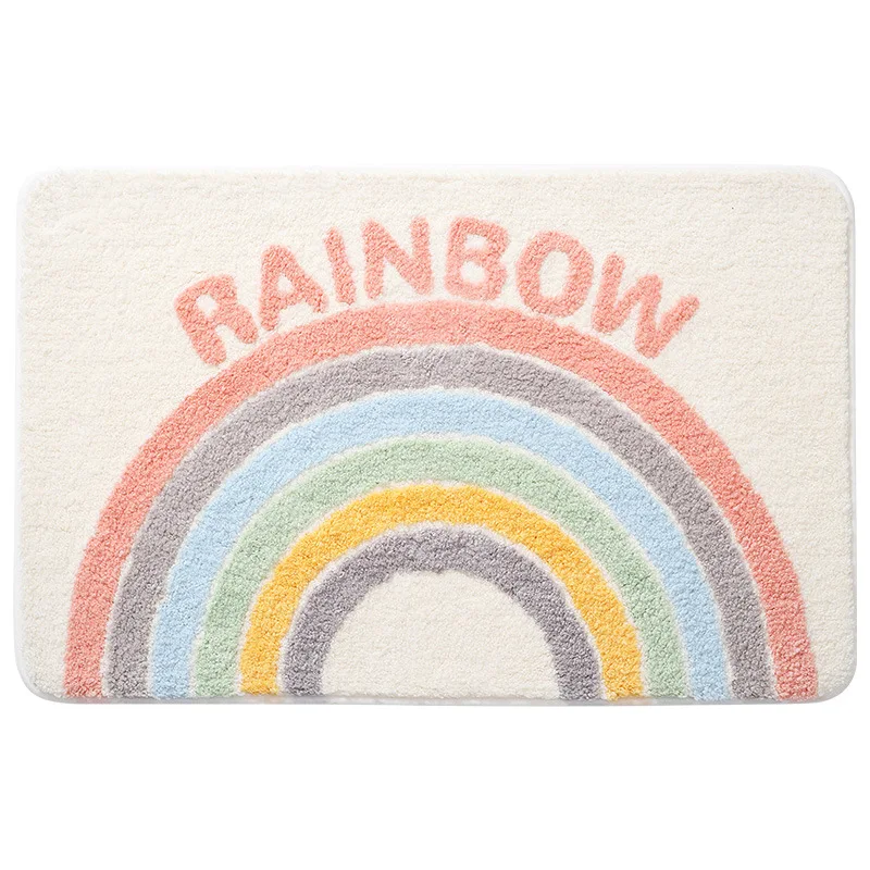 

Eovna Non Slip Rainbow Bath Mat Bathroom Carpet Comfortable Water Absorption Bathroom Rugs Doormat Kitchen Mat