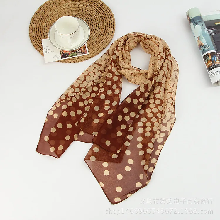 Summer Style Long woman Silk scarves 50*160cm Designer Polka Dots Print Female Summer Sheer scarves