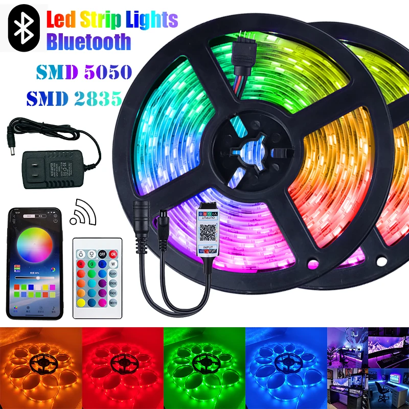 WifiとBluetoothを備えた柔軟なLEDストリップライト,防水rgb,5050 smd,ダイオードdc12v,rgb 2835 smd