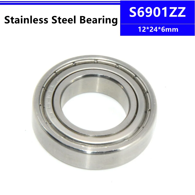 10pcs/50pcs S6901ZZ 12*24*6mm Stainless Steel Deep Groove Ball Bearing 12x24x6 mm SB6901 S6901-2Z S6901Z