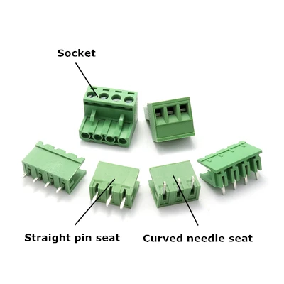 5sets 2EDG 5.08mm plug + socket 2P 3P 4P 5P 6P 7P 8P 9P 10P 12PStraight pin+Curved needle+ Socket connector 2EDG5.08 pitch