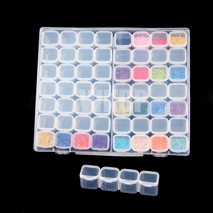 

168Grids Storge Box With Stickers For 5D Diamond Painting Embroidery Accessories Jelwery Medcine Box Container Tool Kits