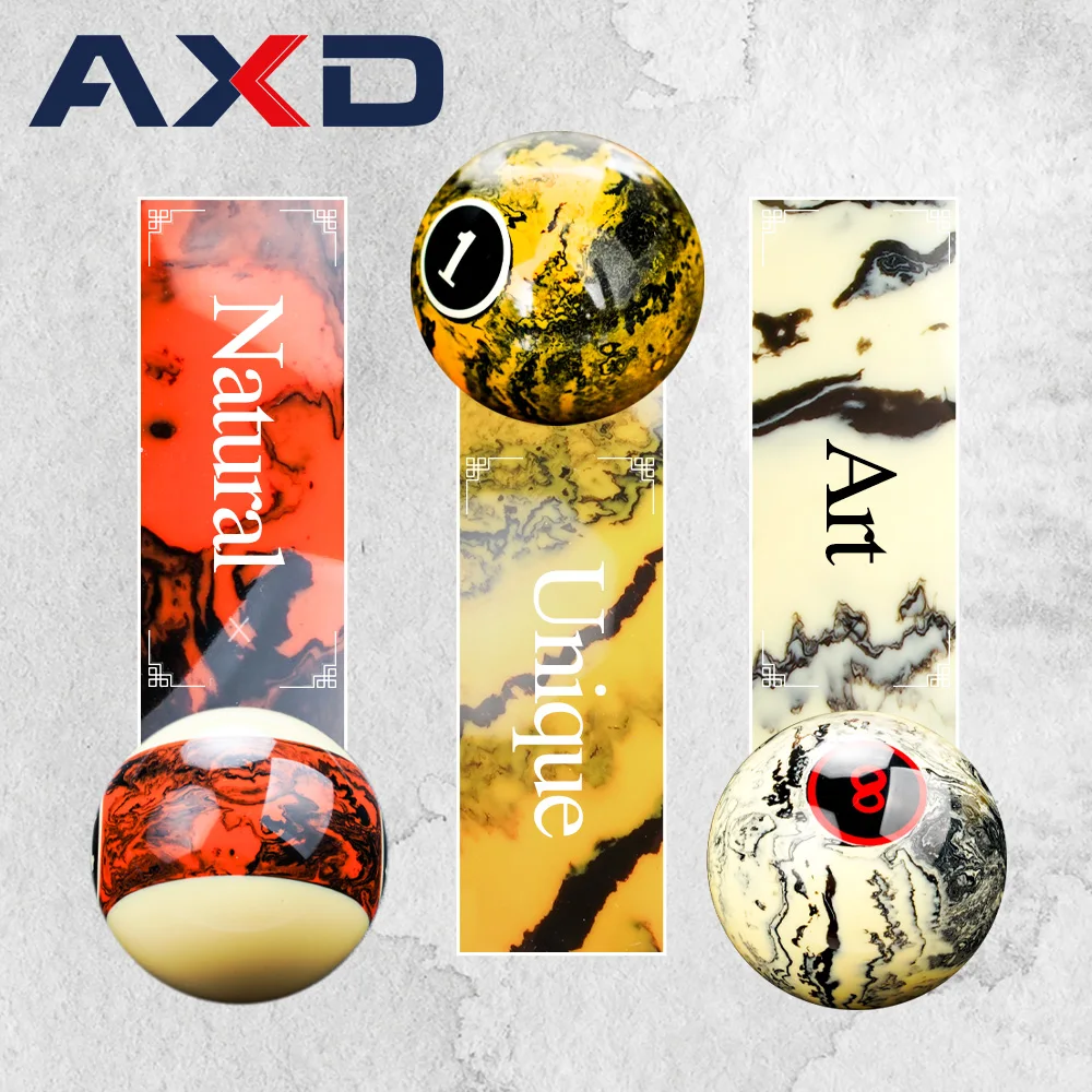 AXD-Marble Pattern Billiard Pool Balls Set, Resin Table Balls, Billar Accessory, 57.2mm, Free Paper, 16Pcs